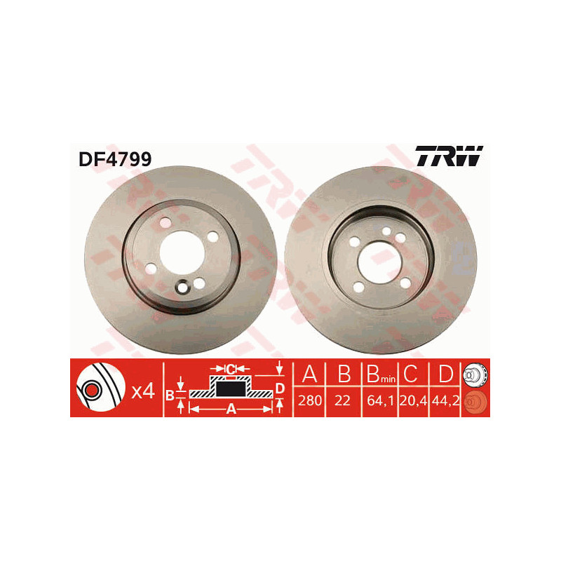 Jeu de 2 disques de frein TRW