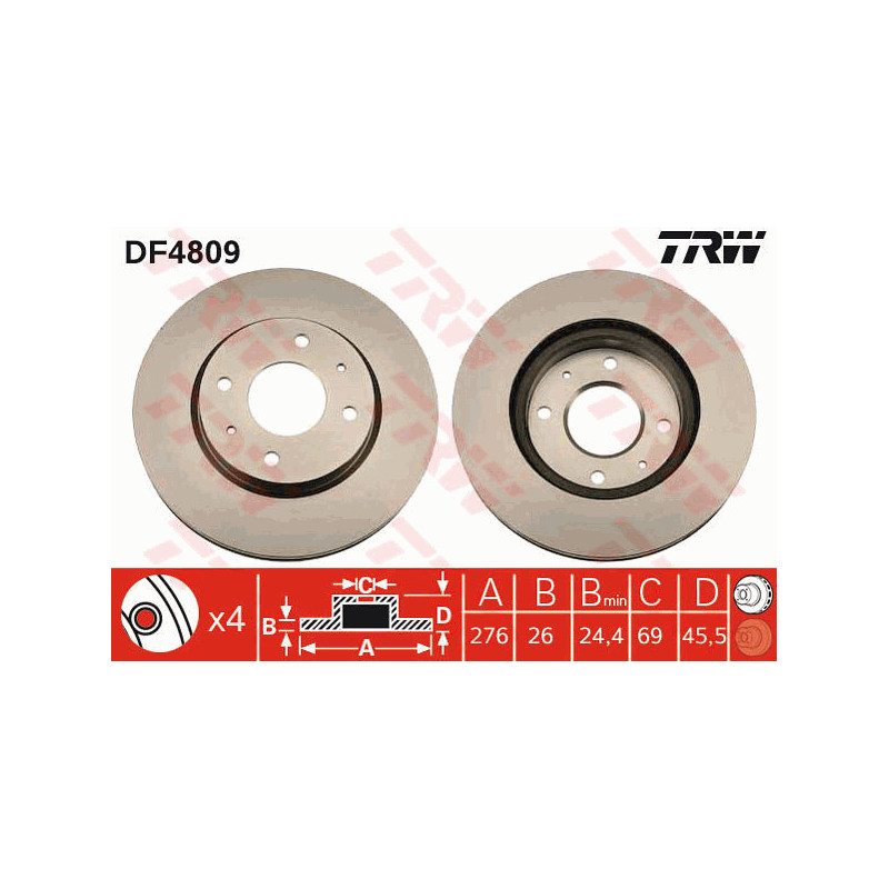 Jeu de 2 disques de frein TRW