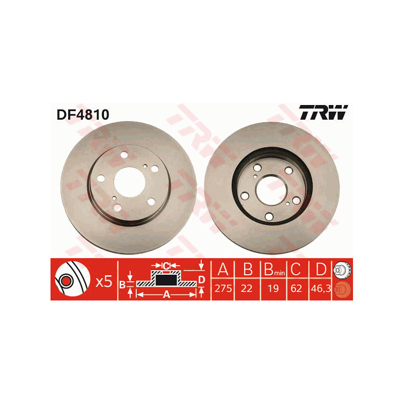 Jeu de 2 disques de frein TRW