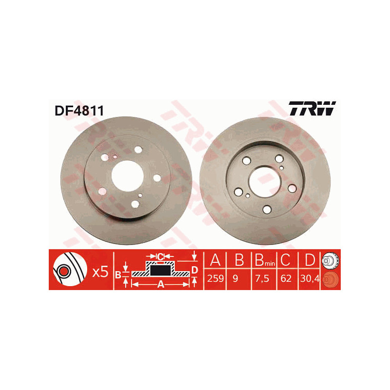 Jeu de 2 disques de frein TRW