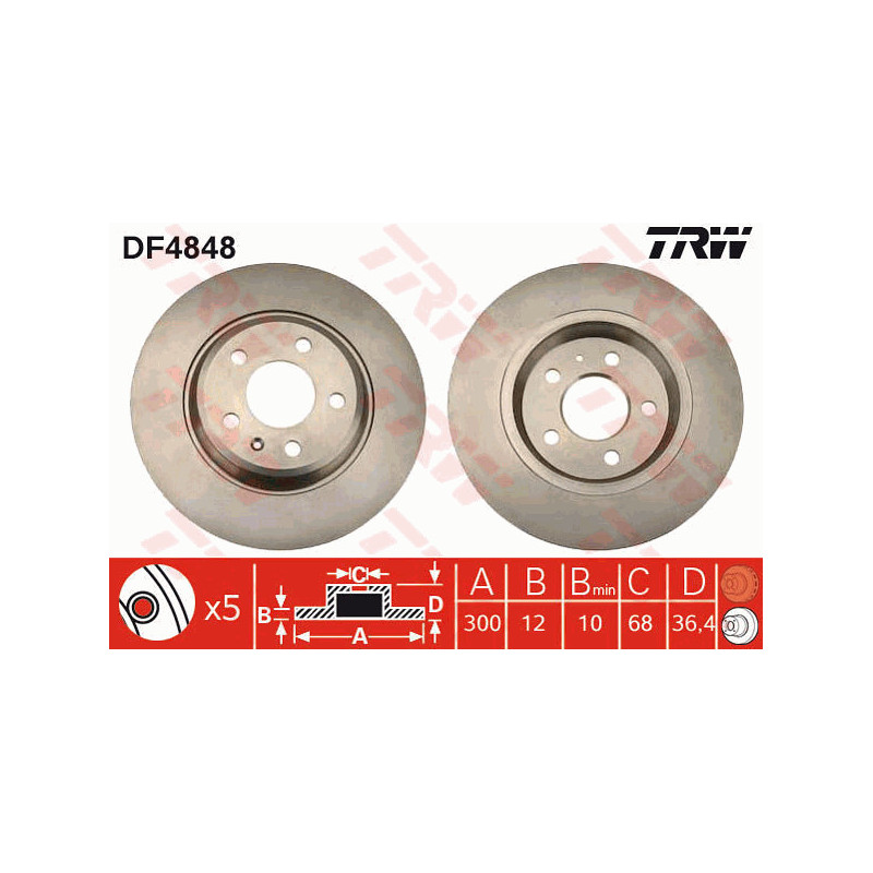 Jeu de 2 disques de frein TRW