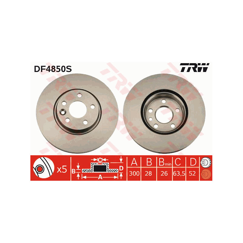 Jeu de 2 disques de frein TRW