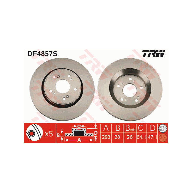 Jeu de 2 disques de frein TRW