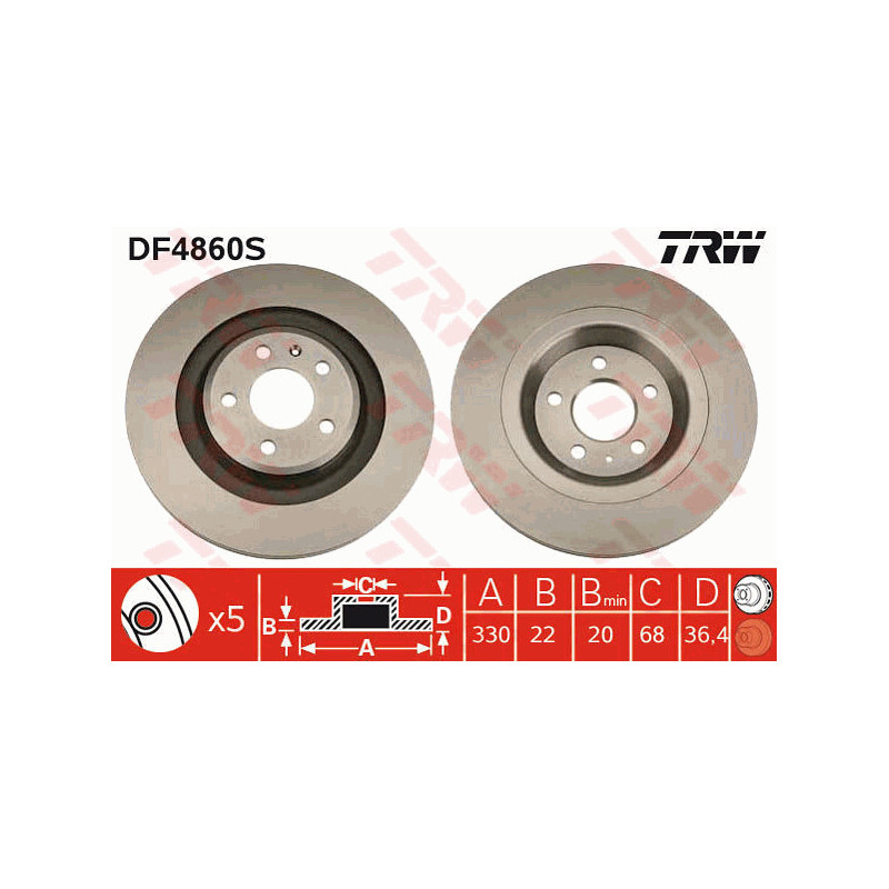 Jeu de 2 disques de frein TRW