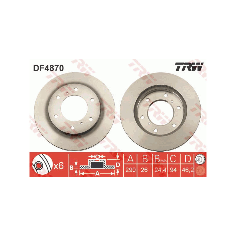 Jeu de 2 disques de frein TRW