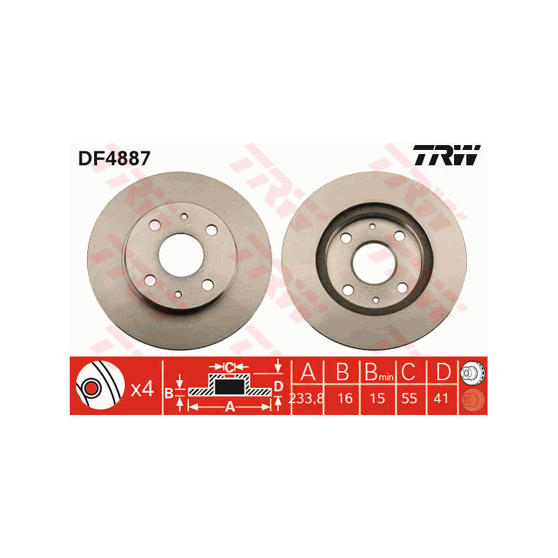 Jeu de 2 disques de frein TRW