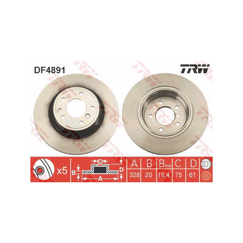 Jeu de 2 disques de frein TRW