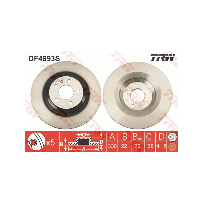 Jeu de 2 disques de frein TRW