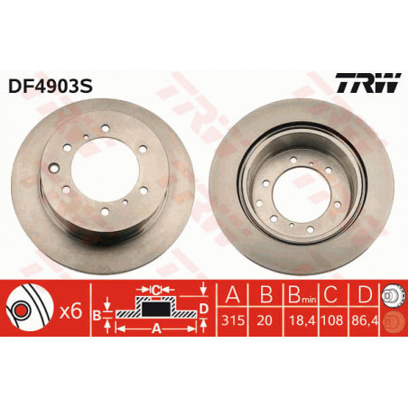 Jeu de 2 disques de frein TRW
