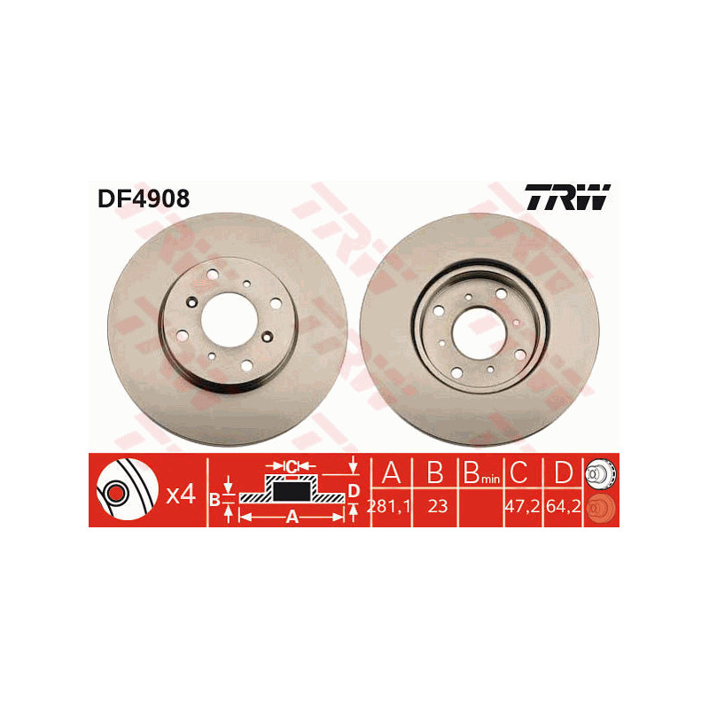 Jeu de 2 disques de frein TRW