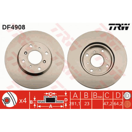 Jeu de 2 disques de frein TRW