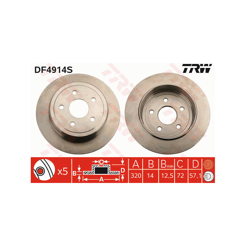 Jeu de 2 disques de frein TRW