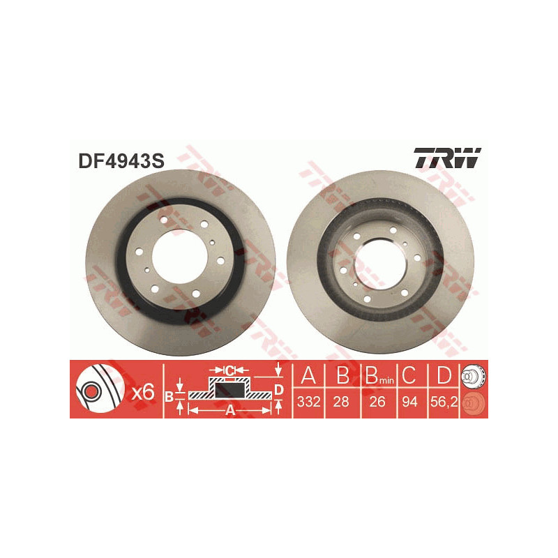 Jeu de 2 disques de frein TRW