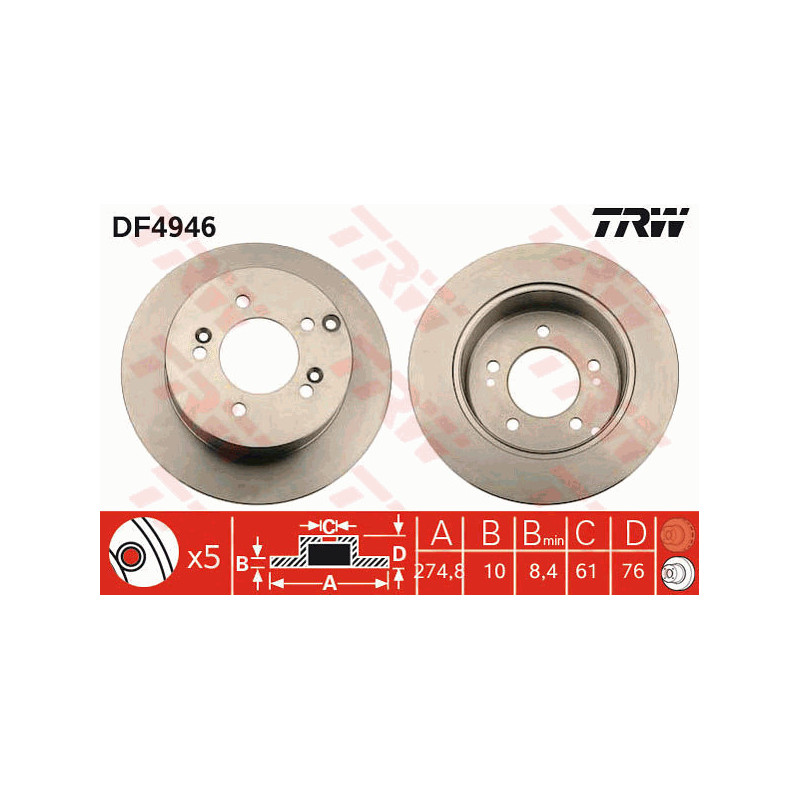 Jeu de 2 disques de frein TRW