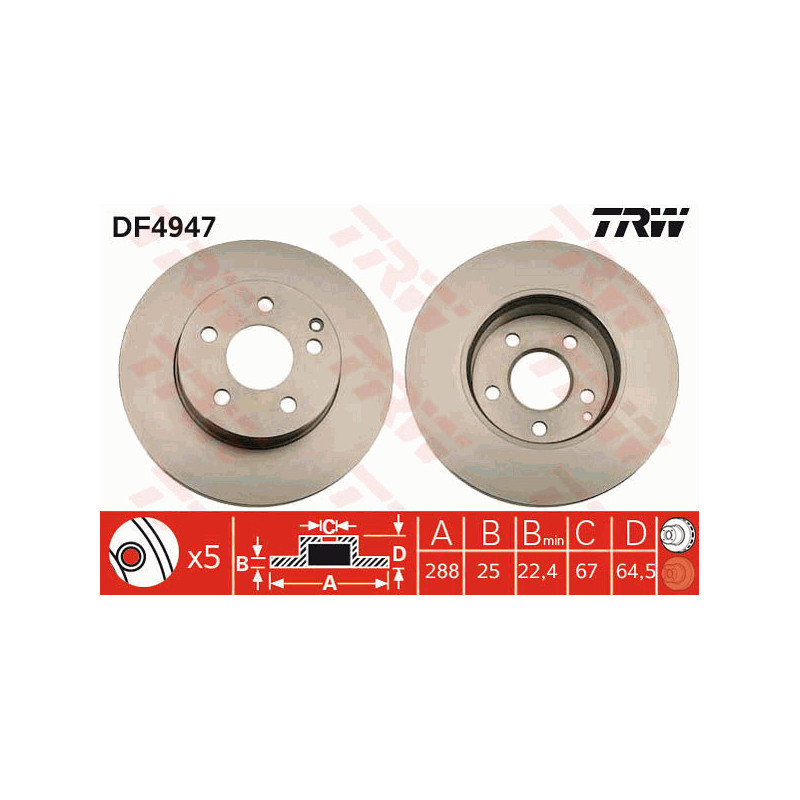 Jeu de 2 disques de frein TRW