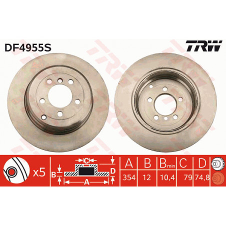 Jeu de 2 disques de frein TRW