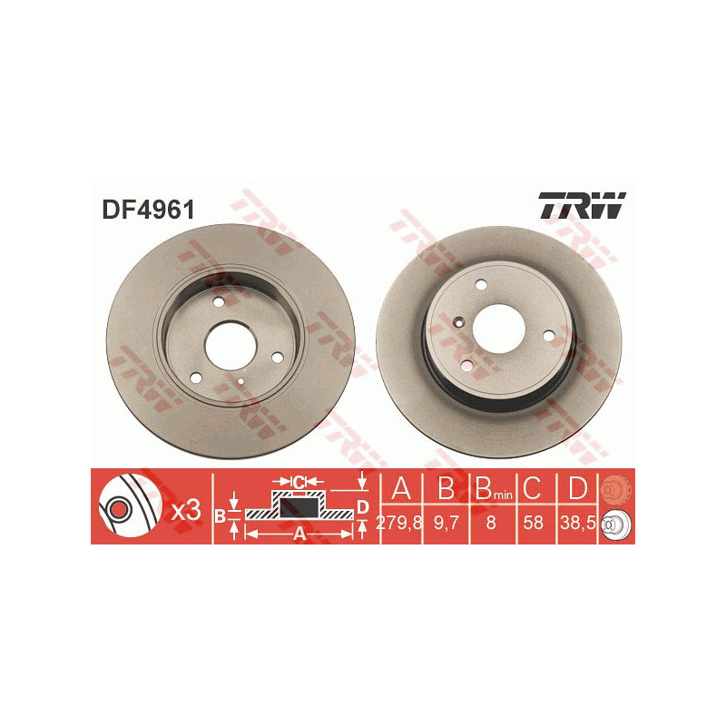 Jeu de 2 disques de frein TRW