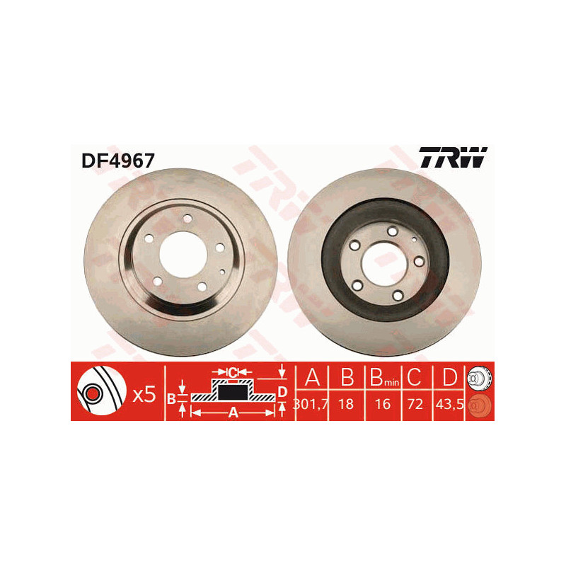 Jeu de 2 disques de frein TRW