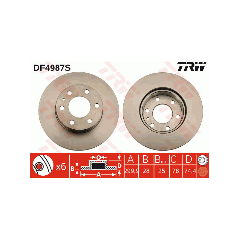 Jeu de 2 disques de frein TRW