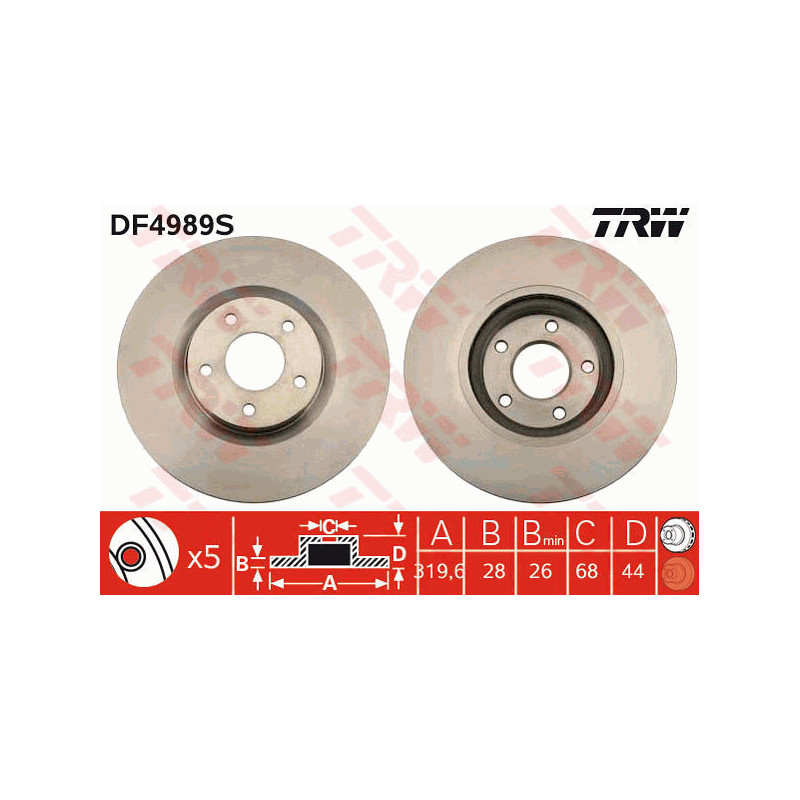 Jeu de 2 disques de frein TRW