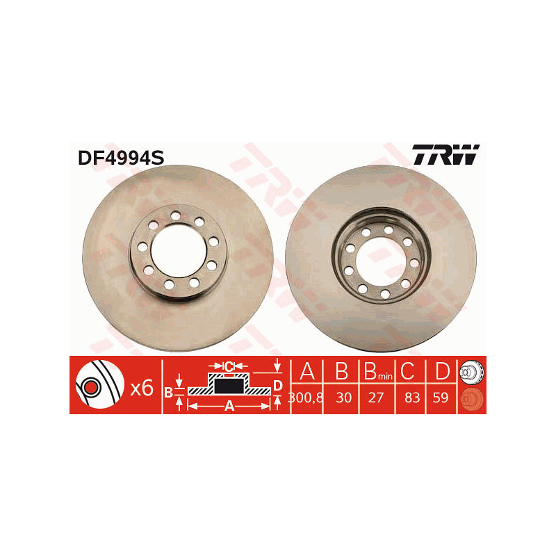 Jeu de 2 disques de frein TRW