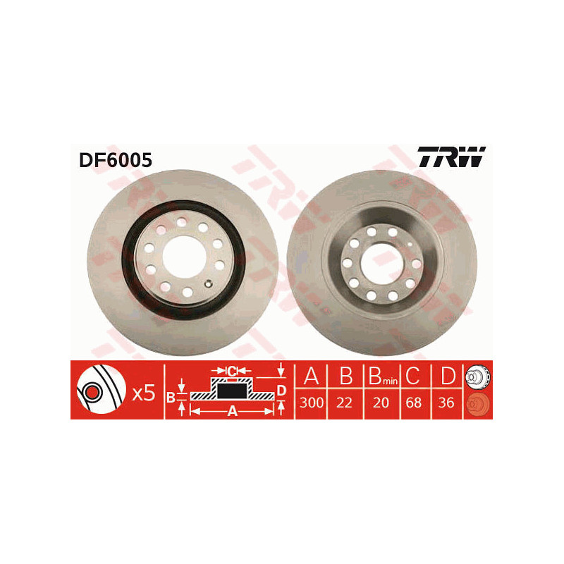 Jeu de 2 disques de frein TRW