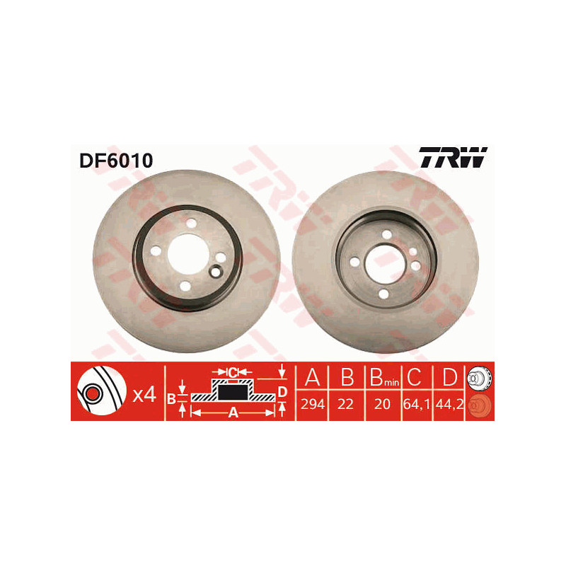 Jeu de 2 disques de frein TRW
