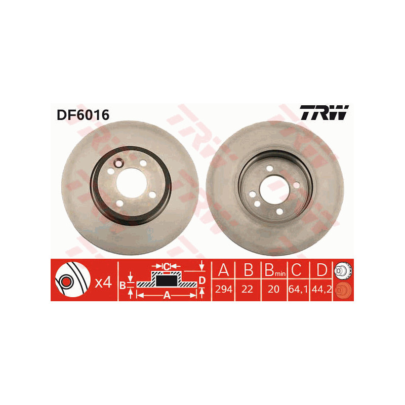 Jeu de 2 disques de frein TRW