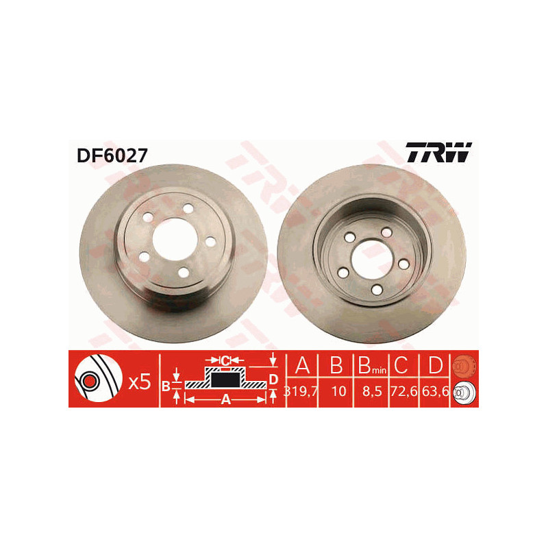 Jeu de 2 disques de frein TRW