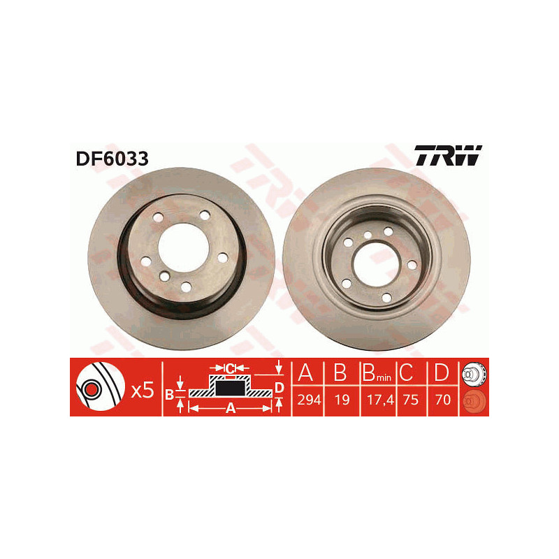 Jeu de 2 disques de frein TRW