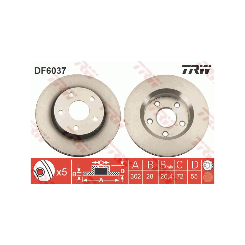 Jeu de 2 disques de frein TRW