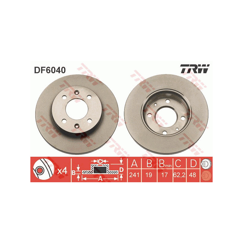 Jeu de 2 disques de frein TRW