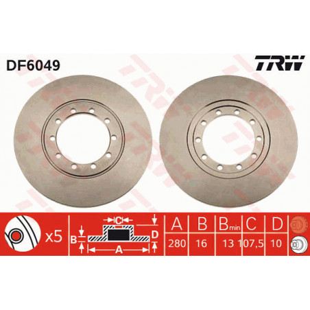 Jeu de 2 disques de frein TRW