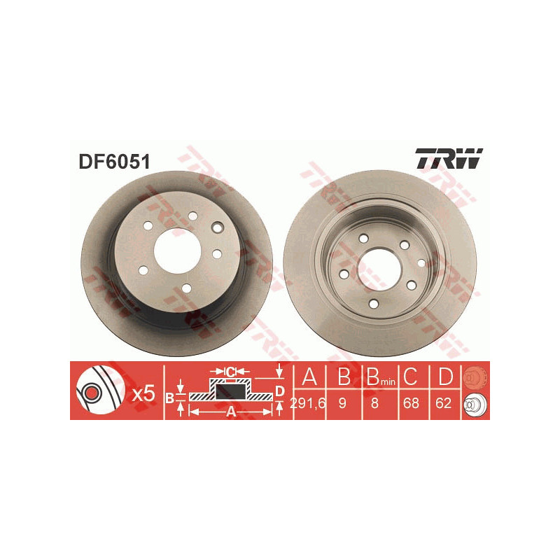 Jeu de 2 disques de frein TRW