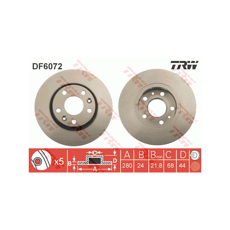 Jeu de 2 disques de frein TRW