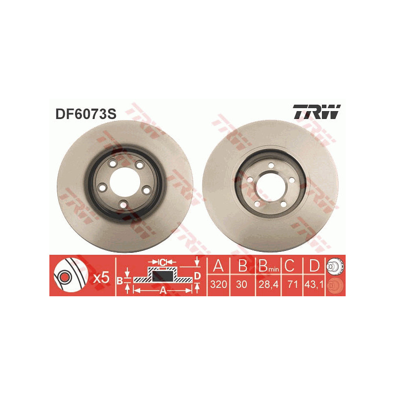 Jeu de 2 disques de frein TRW