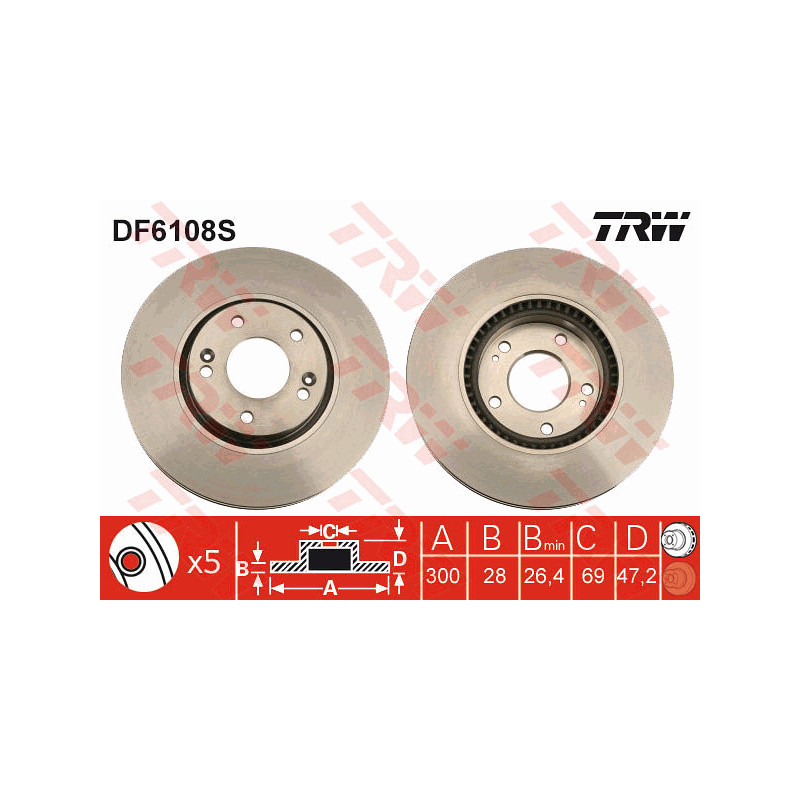 Jeu de 2 disques de frein TRW