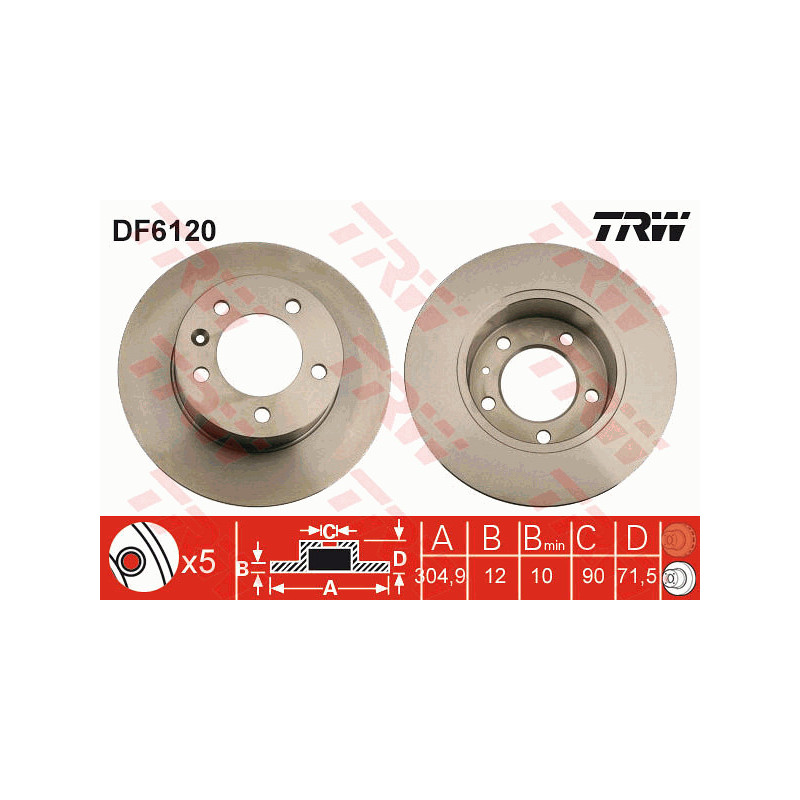 Jeu de 2 disques de frein TRW