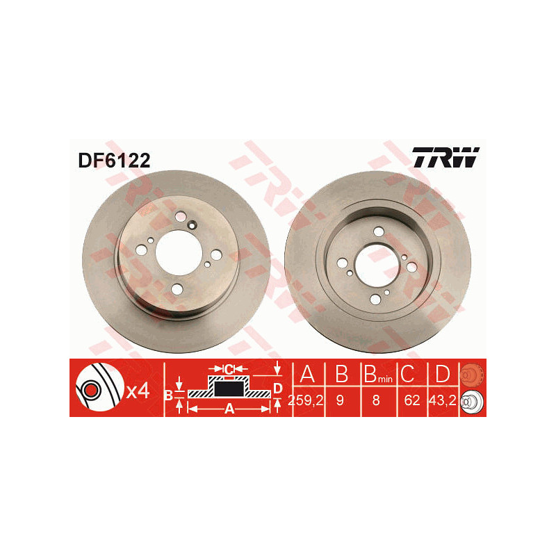 Jeu de 2 disques de frein TRW