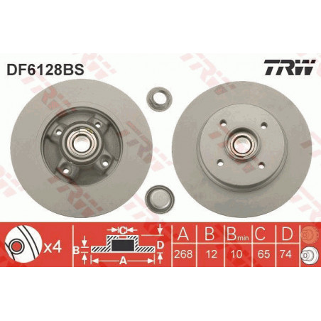 Jeu de 2 disques de frein TRW