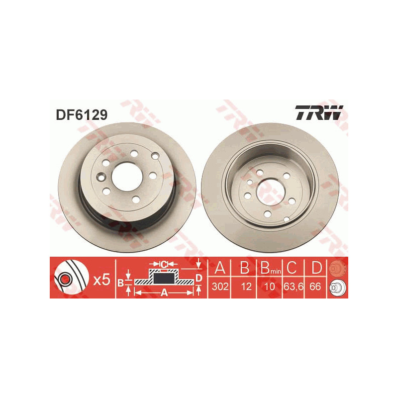 Jeu de 2 disques de frein TRW