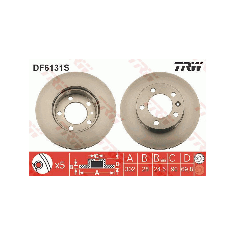 Jeu de 2 disques de frein TRW