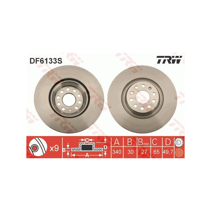 Jeu de 2 disques de frein TRW