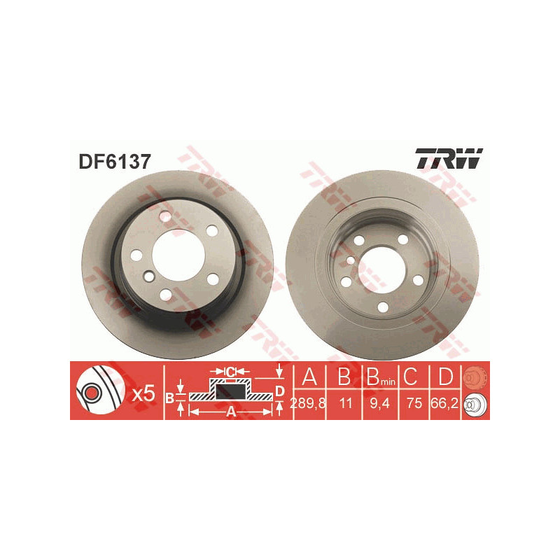 Jeu de 2 disques de frein TRW