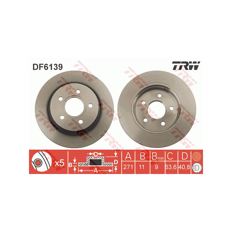 Jeu de 2 disques de frein TRW