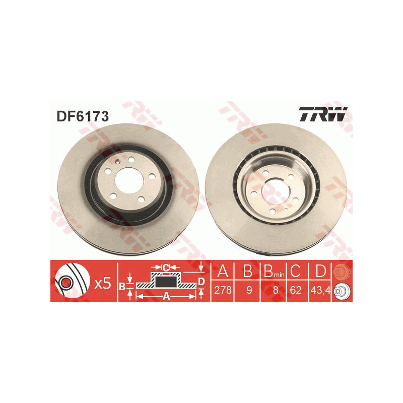 Jeu de 2 disques de frein TRW