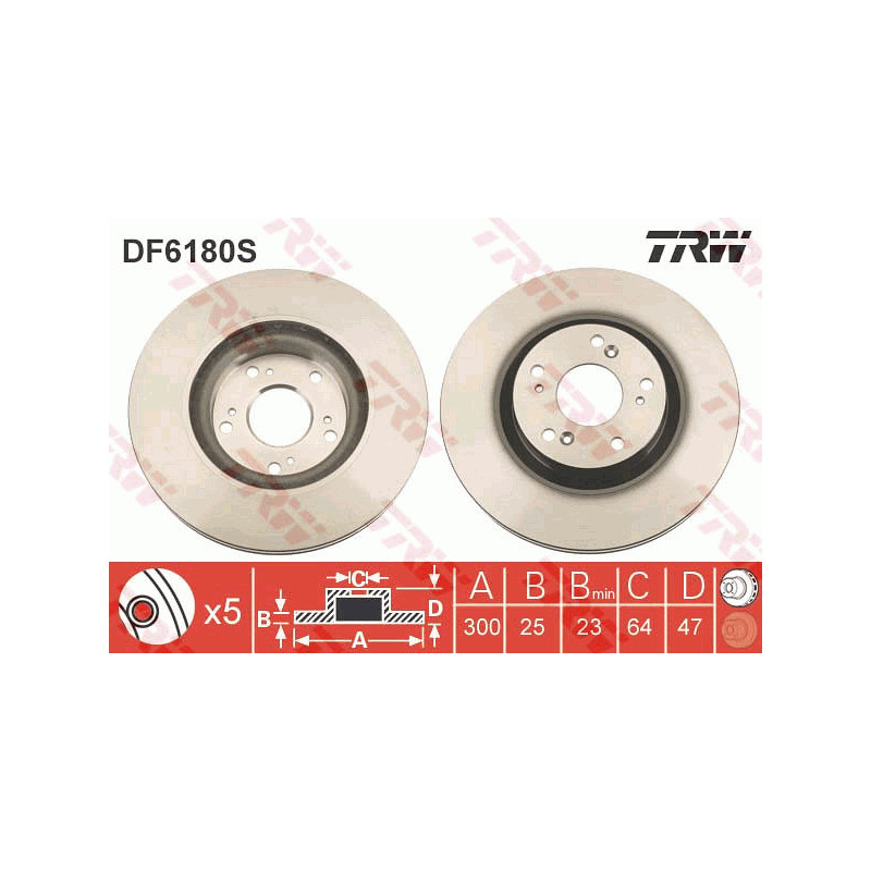 Jeu de 2 disques de frein TRW