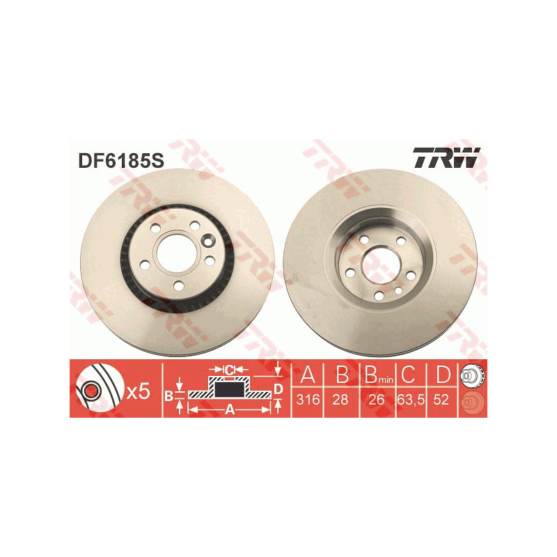 Jeu de 2 disques de frein TRW