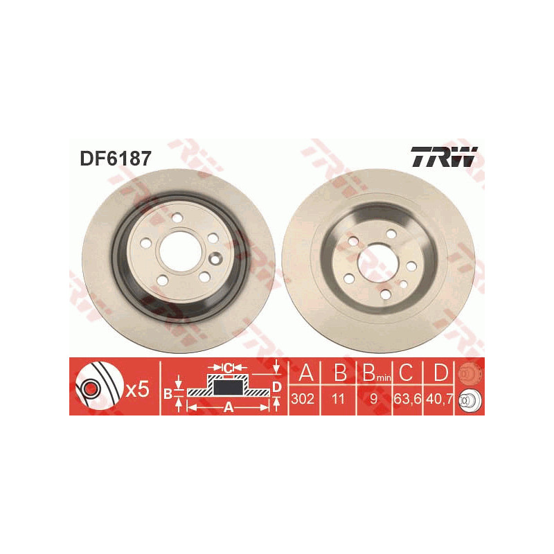 Jeu de 2 disques de frein TRW