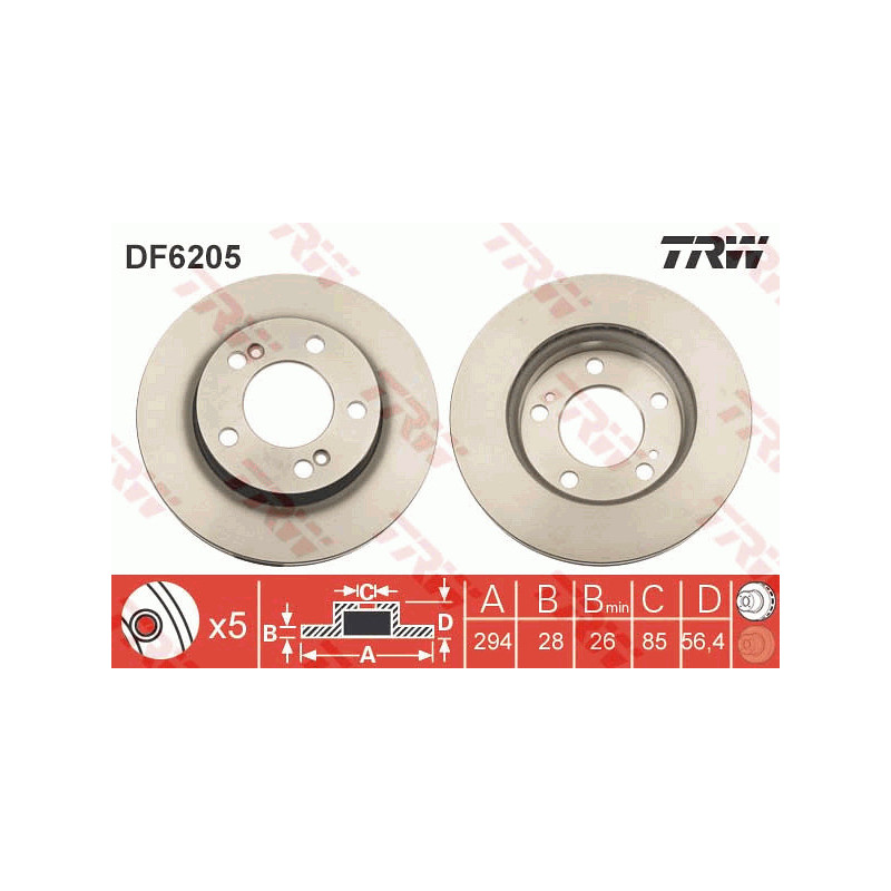 Jeu de 2 disques de frein TRW